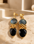 GAS BIJOUX - BOUCLES D'OREILLES SIRENA 2.0 - LABRADORITE ET ONYX