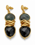 GAS BIJOUX - BOUCLES D'OREILLES SIRENA 2.0 - LABRADORITE ET ONYX