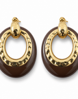 GAS BIJOUX - BOUCLES D'OREILLES GRAND MODELE - ACETATE MARRON - métal doré