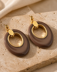 GAS BIJOUX - BOUCLES D'OREILLES GRAND MODELE - ACETATE MARRON - métal doré