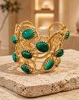 GAS BIJOUX - MANCHETTE OLYMPIE - MALACHITE - Métal doré