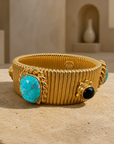 GAS BIJOUX - BRACELET STRADA AMARANTE - TURQUOISE ET ONYX - Métal doré - TAILLE 2