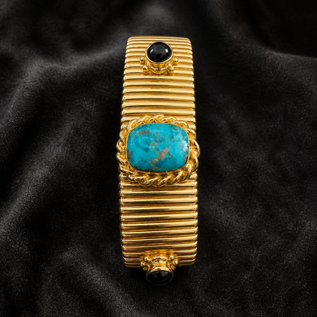 GAS BIJOUX - BRACELET STRADA AMARANTE - TURQUOISE ET ONYX - Métal doré - TAILLE 2