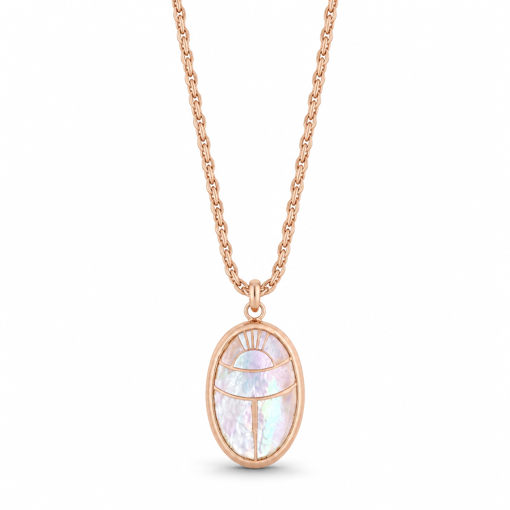 GAS BIJOUX - COLLIER SCARABEE - NACRE BLANCHE - Métal doré