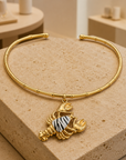 GAS BIJOUX - COLLIER BAMBOU HOMAREA - EMAIL TIGRÉ - Métal doré