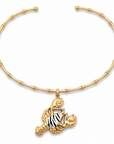 GAS BIJOUX - COLLIER BAMBOU HOMAREA - EMAIL TIGRÉ - Métal doré