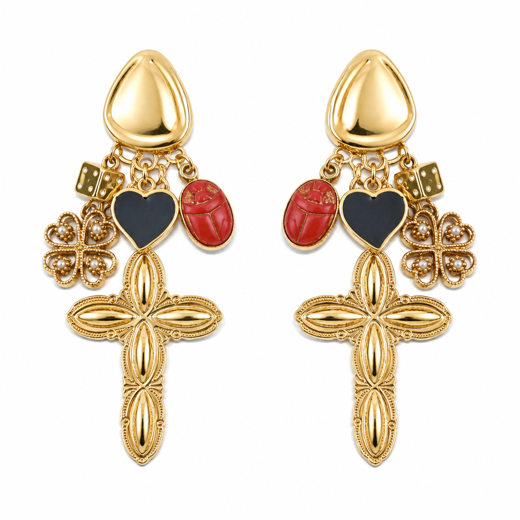 GAS BIJOUX - BOUCLES D'OREILLES CLIPS SUERTE CHARM'S - Métal doré