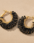GAS BIJOUX - BOUCLES D'OREILLES IZZIA PETIT MODELE - ONYX NOIR - Métal doré