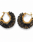 GAS BIJOUX - BOUCLES D'OREILLES IZZIA PETIT MODELE - ONYX NOIR - Métal doré