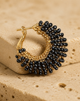 GAS BIJOUX - BOUCLES D'OREILLES IZZIA PETIT MODELE - ONYX NOIR - Métal doré