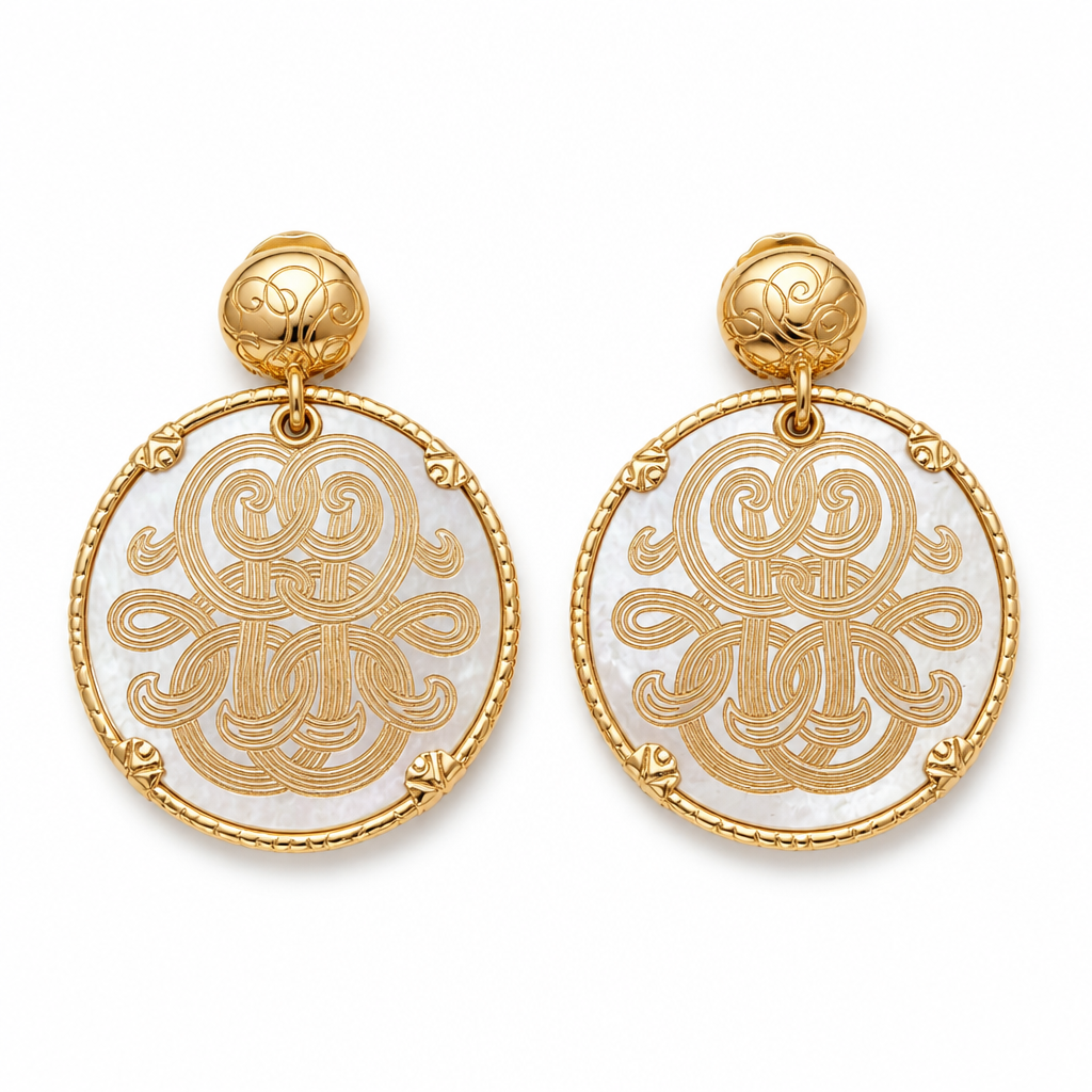 GAS BIJOUX - BOUCLES D'OREILLES TIGES DROITES SUN DIVA - NACRE BLANCHE - Métal doré