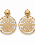 GAS BIJOUX - BOUCLES D'OREILLES TIGES DROITES SUN DIVA - NACRE BLANCHE - Métal doré