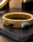 GAS BIJOUX - BRACELET STRADA MOYEN MODÈLE - CABOCHONS NOIR ET GRIS - Métal doré