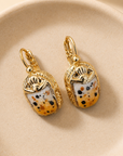 GAS BIJOUX - BOUCLES D'OREILLES DORMEUSES SCARABÉE ÉMAILLÉE - Métal doré