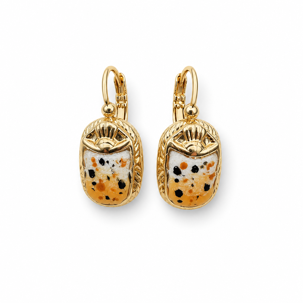 GAS BIJOUX - BOUCLES D'OREILLES DORMEUSES SCARABÉE ÉMAILLÉE - Métal doré