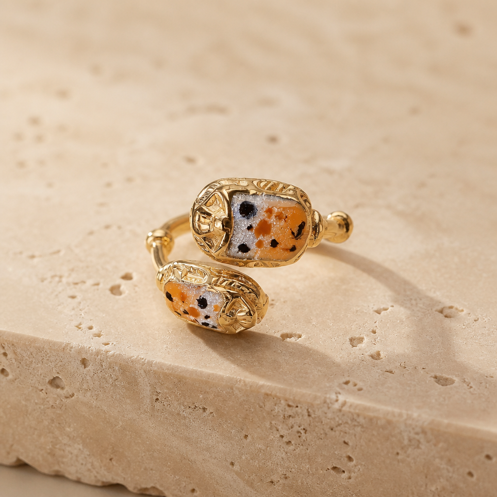 GAS BIJOUX - BAGUE DUALITY SCARAMOUCHE ÉMAIL - Métal doré