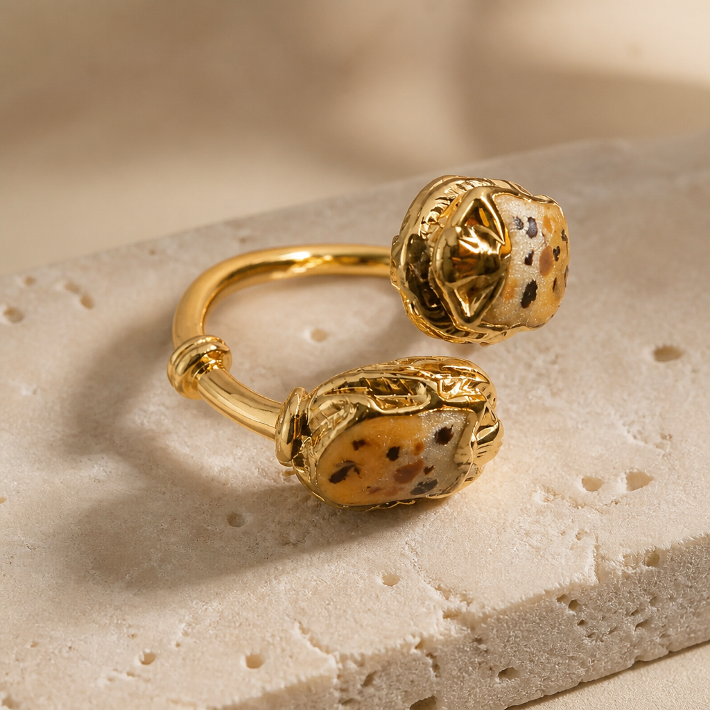GAS BIJOUX - BAGUE DUALITY SCARAMOUCHE ÉMAIL - Métal doré