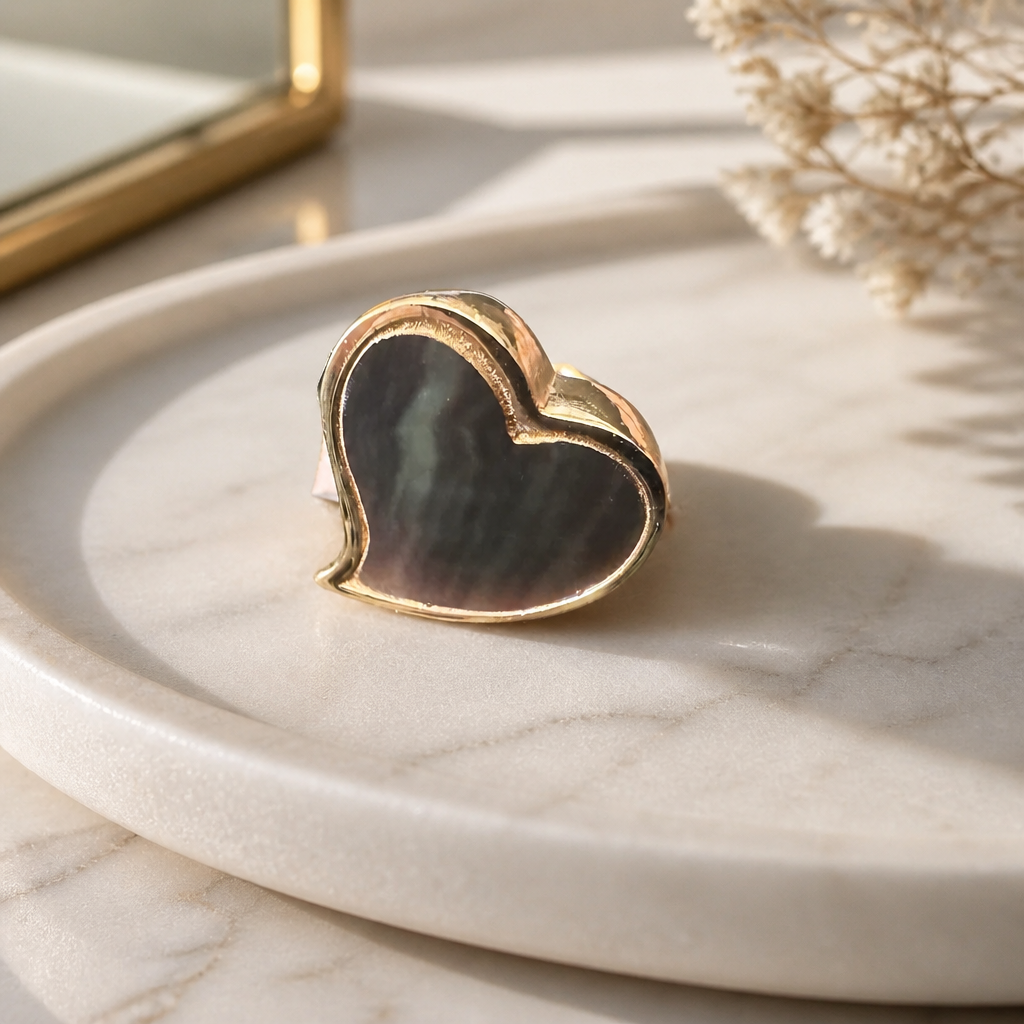 GAS BIJOUX - BAGUE MIRAGE COEUR - NACR GRISE - Métal doré