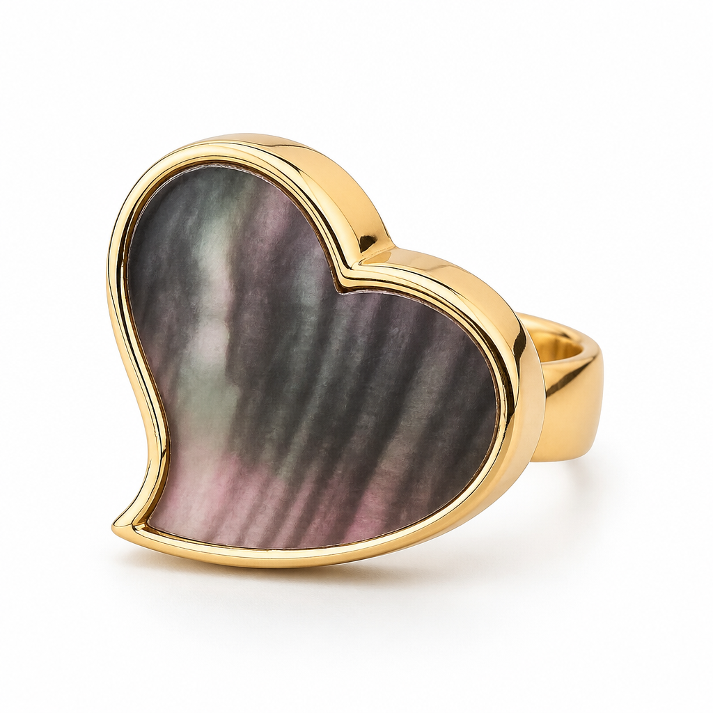 GAS BIJOUX - BAGUE MIRAGE COEUR - NACR GRISE - Métal doré