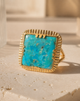 GAS BIJOUX - BAGUE ARTY CHEVALIERE - TURQUOISE - Métal doré - TAILLE M