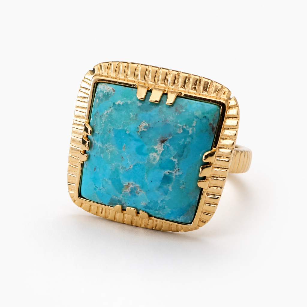GAS BIJOUX - BAGUE ARTY CHEVALIERE - TURQUOISE - Métal doré - TAILLE M