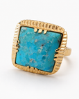 GAS BIJOUX - BAGUE ARTY CHEVALIERE - TURQUOISE - Métal doré - TAILLE M