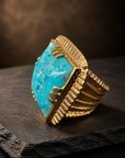 GAS BIJOUX - BAGUE ARTY CHEVALIERE - TURQUOISE - Métal doré - TAILLE M