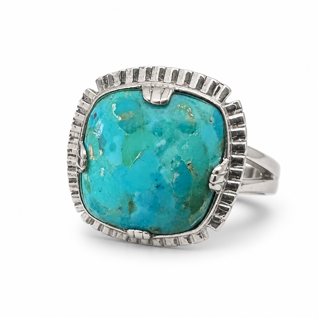 GAS BIJOUX - BAGUE ARTY CHEVALIERE - TURQUOISE - Métal argenté - TAILLE L