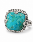 GAS BIJOUX - BAGUE ARTY CHEVALIERE - TURQUOISE - Métal argenté - TAILLE L