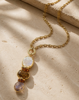 GAS BIJOUX - SAUTOIR SIREINE DORÉE - NACRE - BOIS - QUARTZ