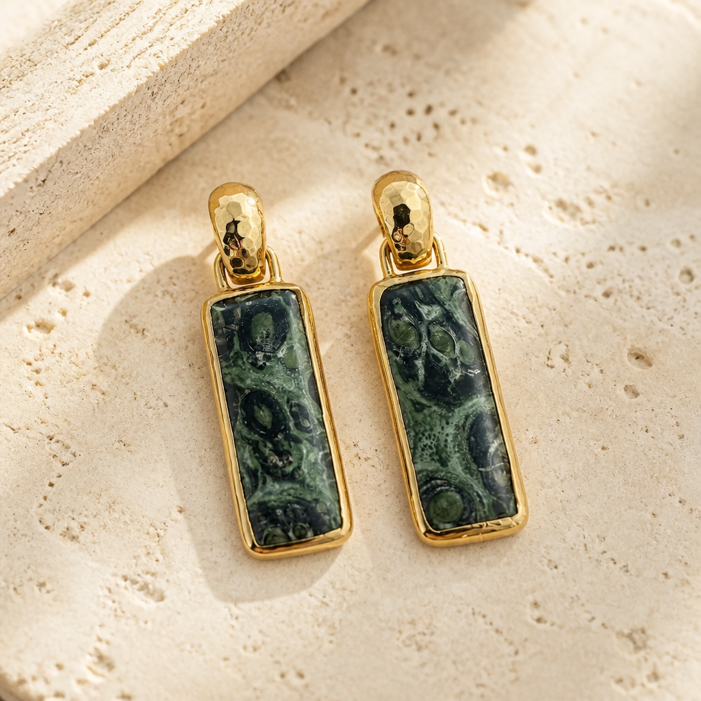 GAS BIJOUX - BOUCLES D'OREILLES CLIPS AURA GRAND MODELE DORÉES - VESSONITE