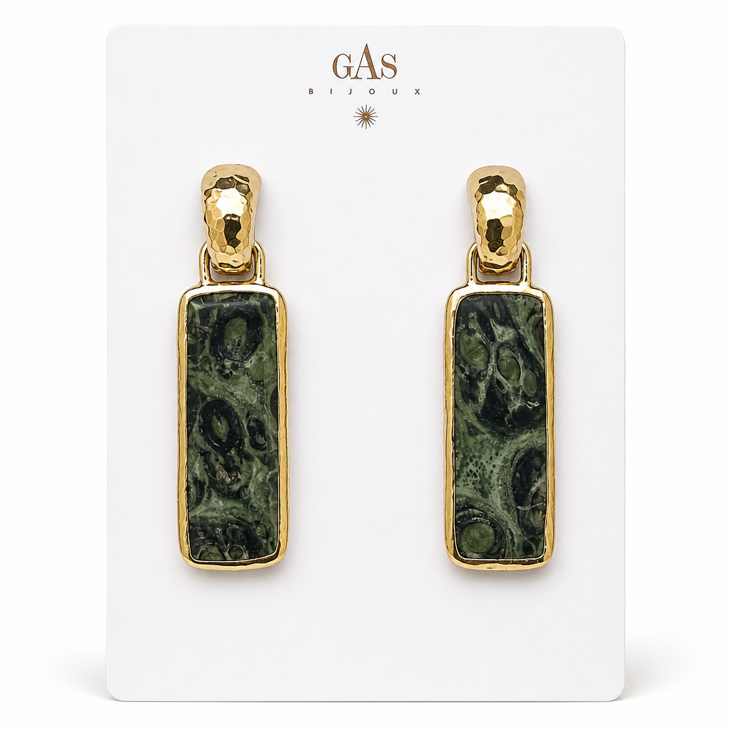 GAS BIJOUX - BOUCLES D'OREILLES CLIPS AURA GRAND MODELE DORÉES - VESSONITE