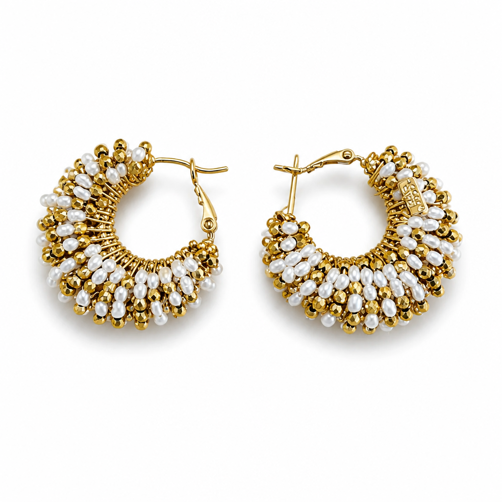 GAS BIJOUX - BOUCLES D'OREILLES CREOLES IZZIA DORÉES - BLANCHES ET DORÉES