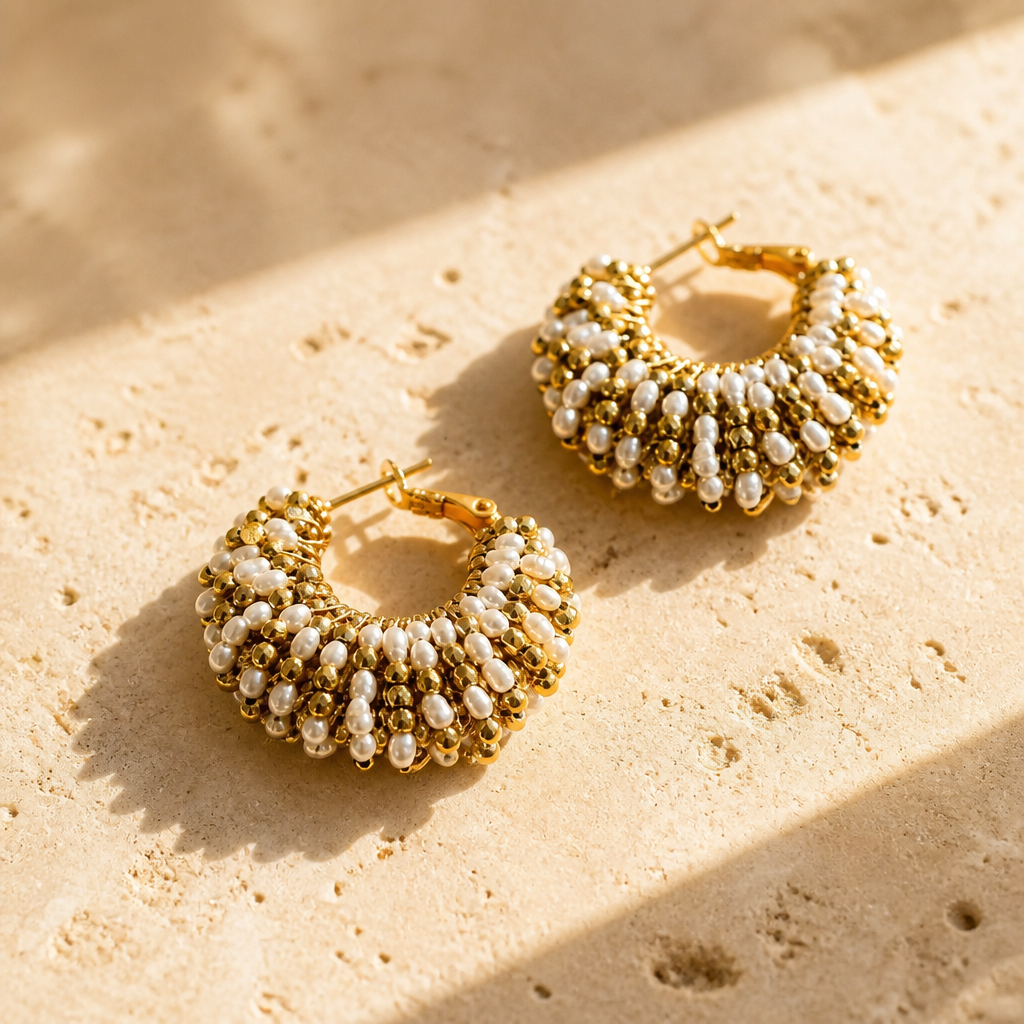 GAS BIJOUX - BOUCLES D'OREILLES CREOLES IZZIA DORÉES - BLANCHES ET DORÉES