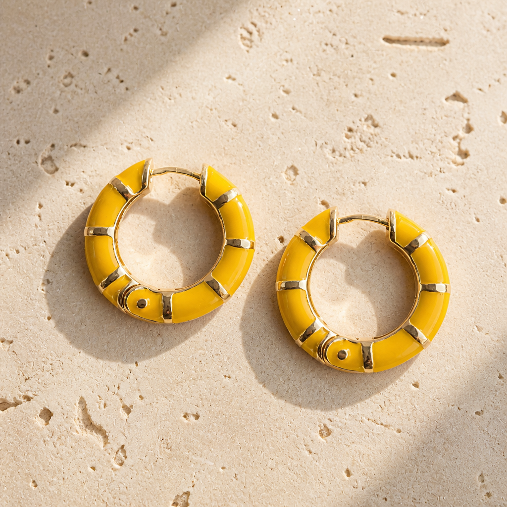 GAS BIJOUX - BOUCLES D'OREILLES CREOLES BAMBOU MINI DORÉES - JAUNE