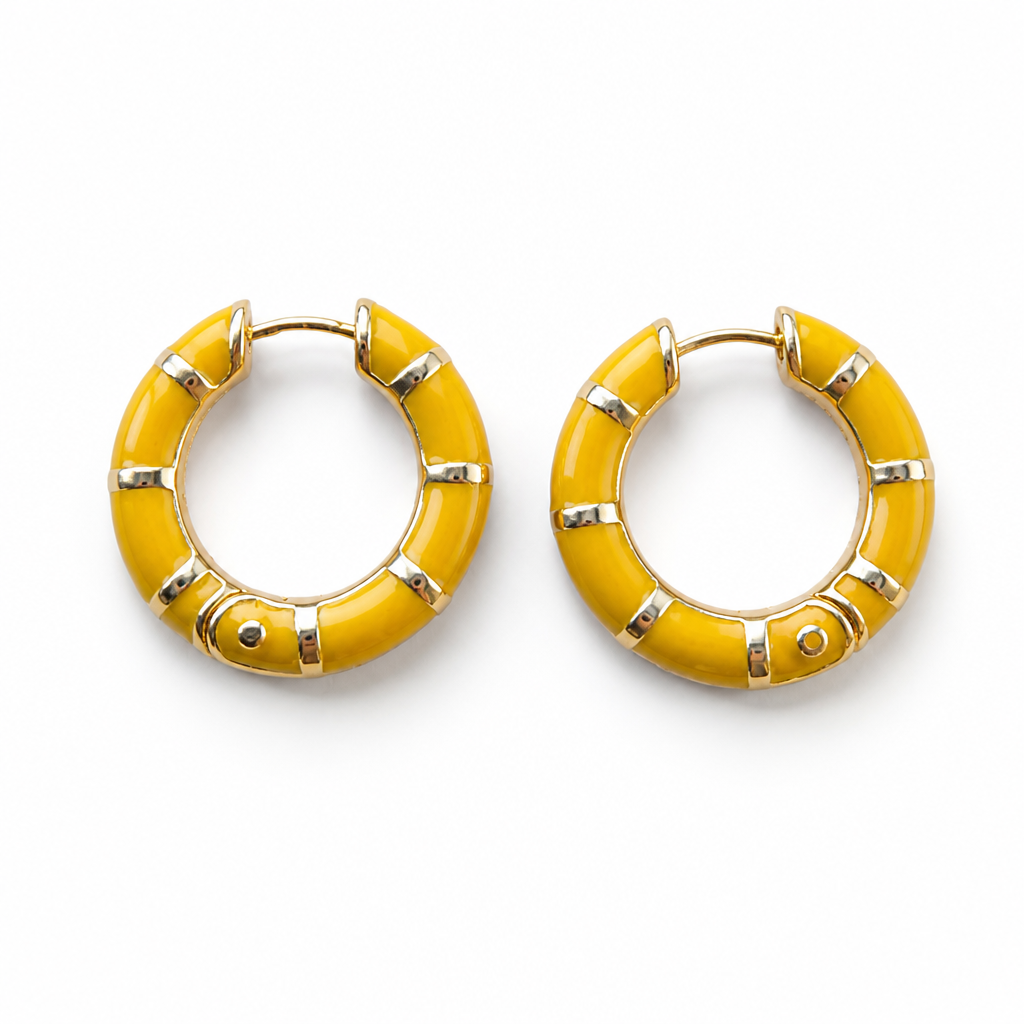 GAS BIJOUX - BOUCLES D'OREILLES CREOLES BAMBOU MINI DORÉES - JAUNE