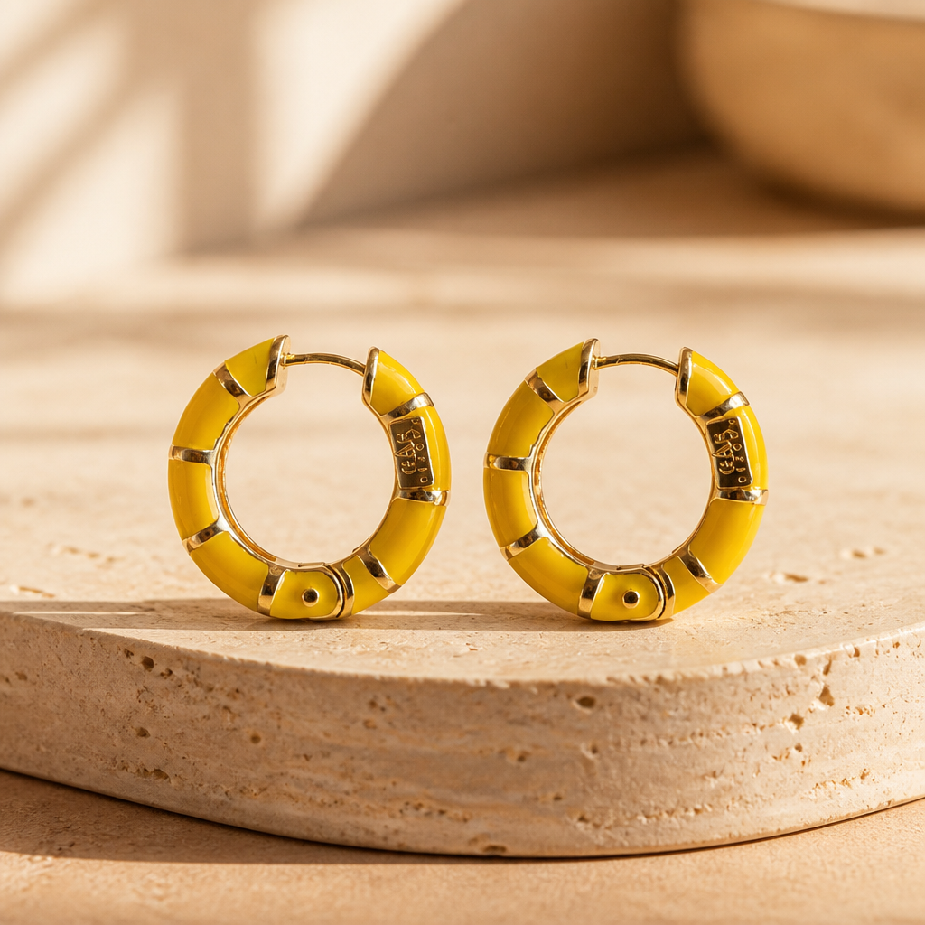 GAS BIJOUX - BOUCLES D'OREILLES CREOLES BAMBOU MINI DORÉES - JAUNE