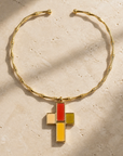 GAS BIJOUX - COLLIER CROIX BAMBOU BIS DORÉE