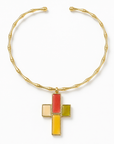GAS BIJOUX - COLLIER CROIX BAMBOU BIS DORÉE