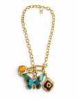 GAS BIJOUX - COLLIER CONSTANTINE DORÉE - CHARMS PAPILLON TONS DE BLEUS