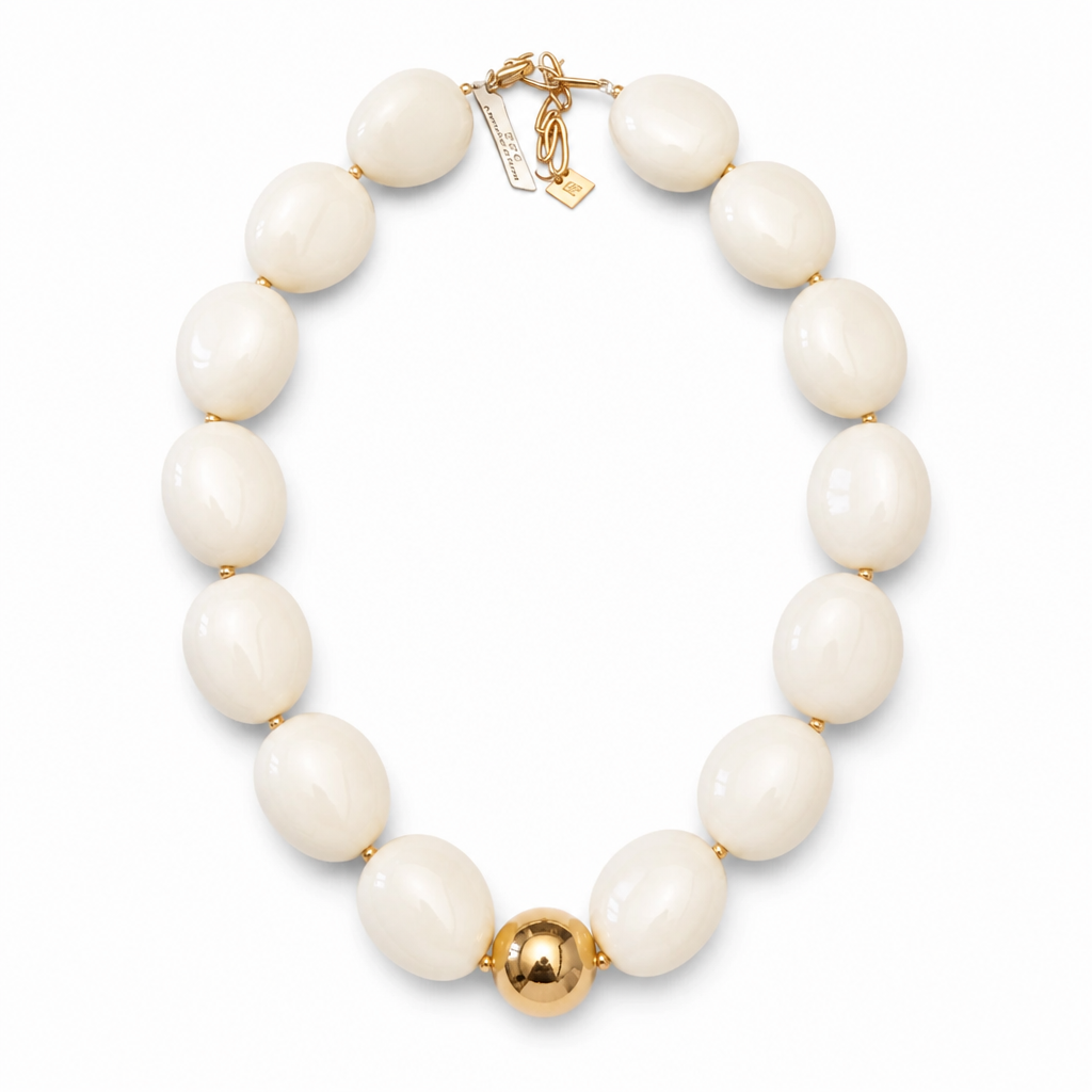 ZAG BIJOUX - COLLIER MAILLES OVALES ACETATE BEIGE - NEW MODELE HIVER 2026