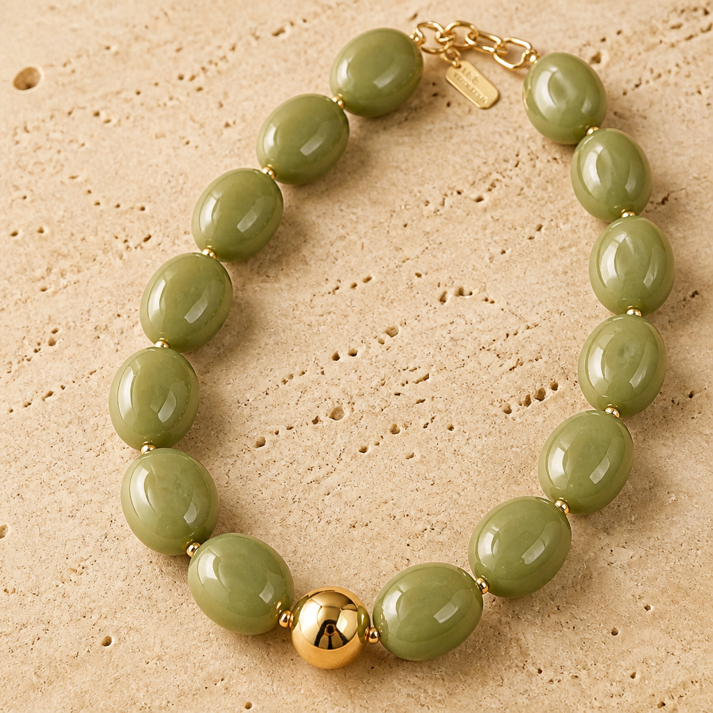 ZAG BIJOUX - COLLIER MAILLES OVALES ACETATE OLIVE - NEW MODELE HIVER 2026