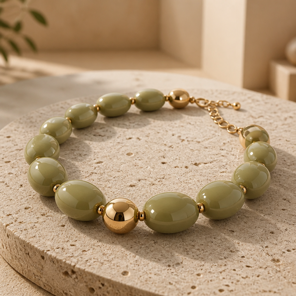 ZAG BIJOUX - COLLIER MAILLES OVALES ACETATE OLIVE - NEW MODELE HIVER 2026