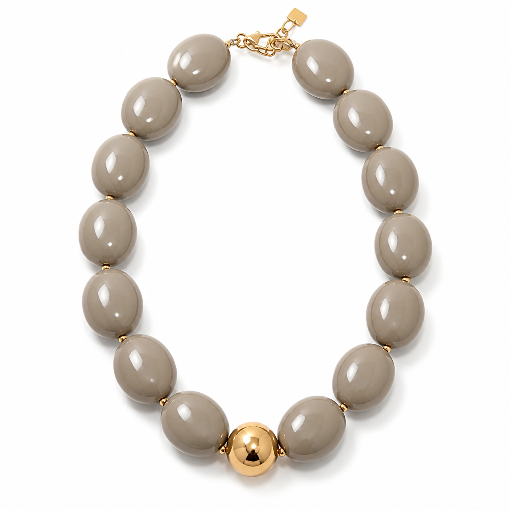 ZAG BIJOUX - COLLIER MAILLES OVALES ACETATE TAUPE - NEW MODELE HIVER 2026