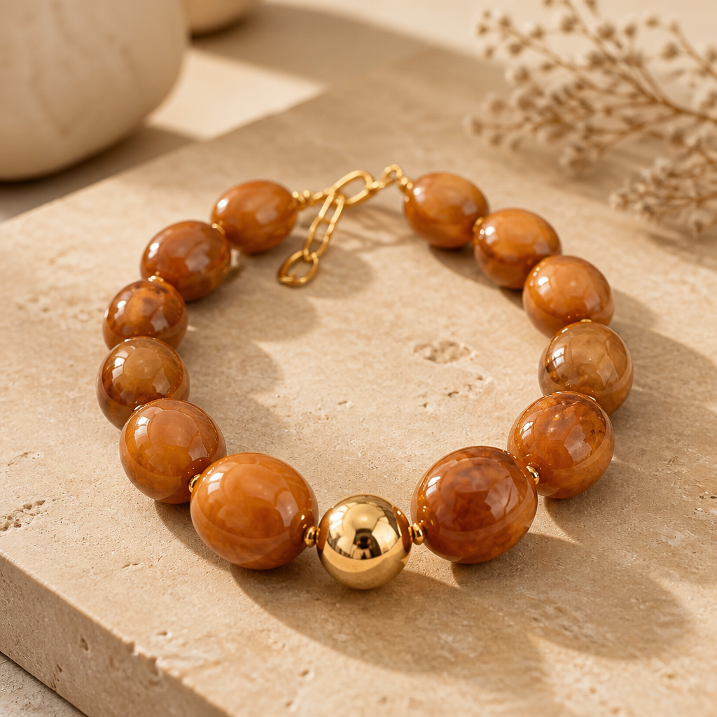 ZAG BIJOUX - COLLIER MAILLES OVALES ACETATE ORANGE - NEW MODEL HIVER 2026