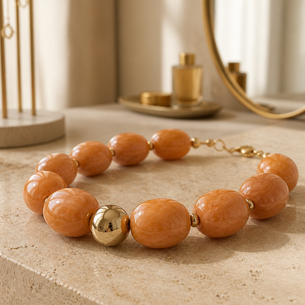 ZAG BIJOUX - COLLIER MAILLES OVALES ACETATE ORANGE - NEW MODEL HIVER 2026