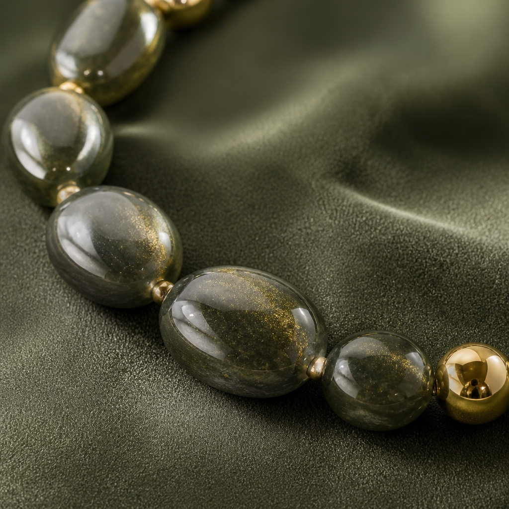 ZAG BIJOUX - COLLIER MAILLES OVALES ACÉTATE NOIR REFLETS VERTS - NEW MODEL HIVER 2026
