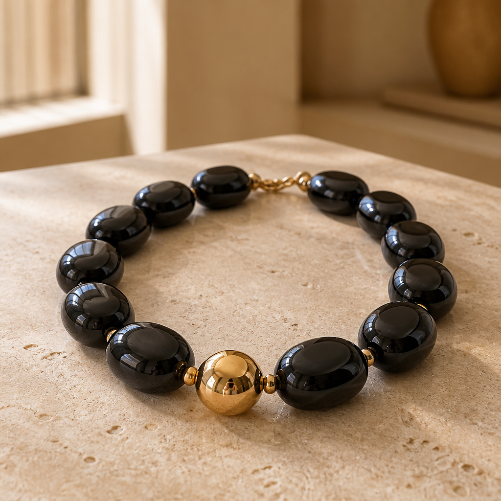 ZAG BIJOUX - COLLIER MAILLES OVALES ACÉTATE NOIR - NEW MODELE HIVER 2026