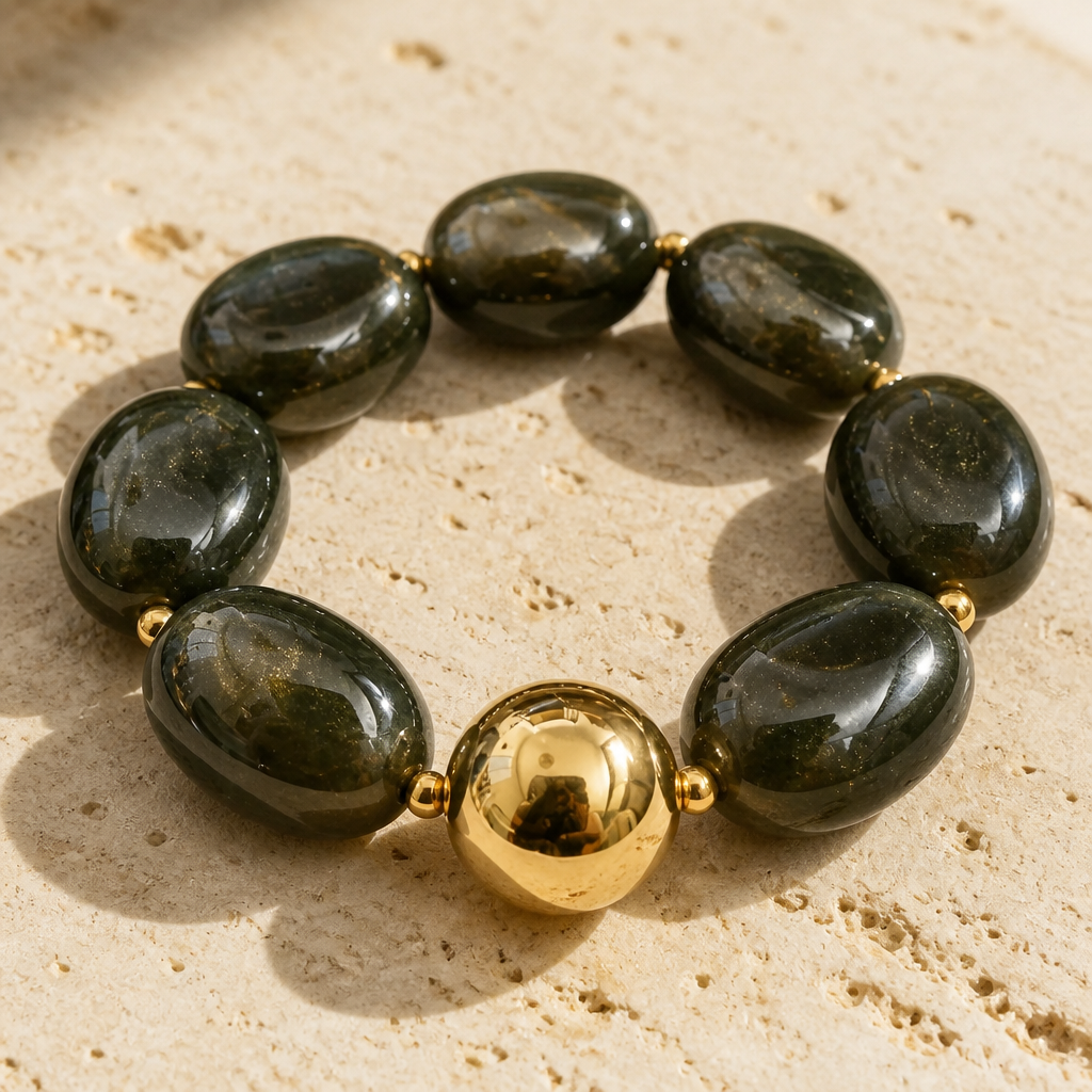 ZAG BIJOUX - BRACELET MAILLES OVALES ACETATE NOIR REFLETS VERTS - NEW MODEL HIVER 2026