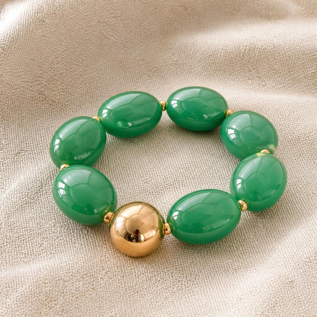 ZAG BIJOUX - BRACELET MAILLES OVALES ACÉTATE VERT EMERAUDE - NEW MODEL HIVER 2026